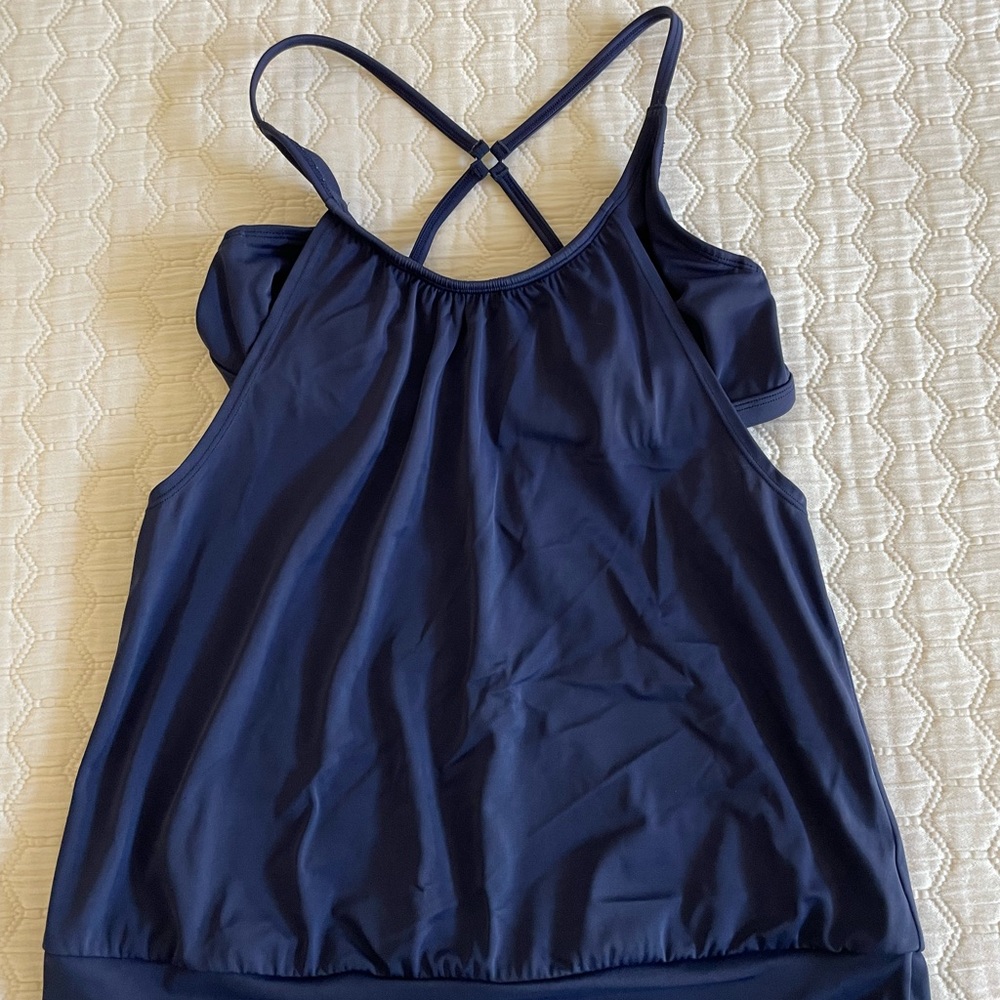 Athleta Blousy Tankini, Navy, 34 B/C